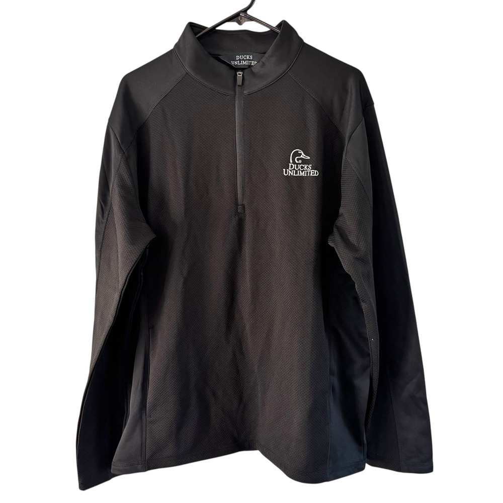 Ducks‎ Unlimited Pullover Jacket Lightweight Quarter Zip Black Mens Large